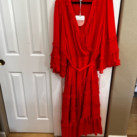 Alexis x Target Orange/Red Ruffled Wrap dress size 4x